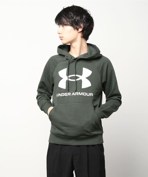 UNDER ARMOUR（アンダーアーマー）の「UAライバルフリース フーディー ビッグロゴ（トレーニング/メンズ/レディース）（パーカー・メンズ・ブラック/ネイビー/ホワイト/グレー/ピンク/レッド/カーキ・M/L/XXL/XL/S/3XL）」の5枚目の写真