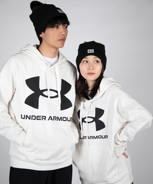 UNDER ARMOUR（アンダーアーマー）の「UAライバルフリース フーディー ビッグロゴ（トレーニング/メンズ/レディース）（パーカー・メンズ・ブラック/ネイビー/ホワイト/グレー/ピンク/レッド/カーキ・M/L/XXL/XL/S/3XL）」の2枚目の写真