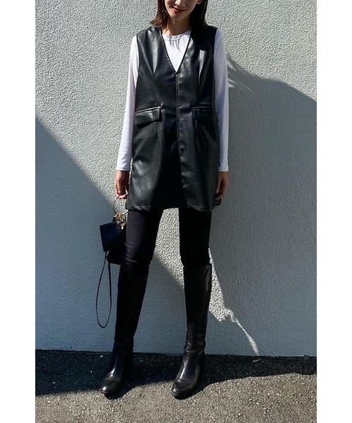 Bonjour Sagan(ボンジュールサガン)の「フェイクレザーベスト(ベスト・レディース・ブラック・FREE)」の21枚目の写真