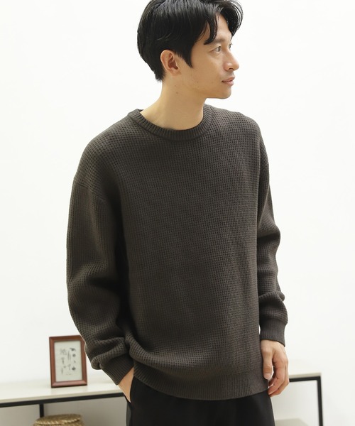 LAKOLE（ラコレ）の「ストレッチワッフルリバーシブルニット / 959035（ニット/セーター・メンズ・ライトベージュ/アイボリー/オレンジ/グレー/ダークブラウン・SMALL/MEDIUM/LARGE/X-LARGE）」の3枚目の写真