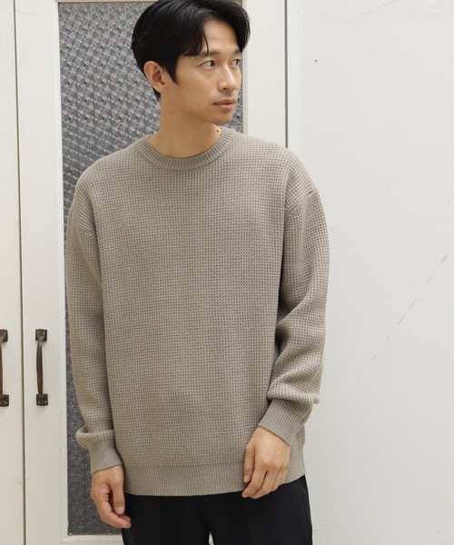 LAKOLE（ラコレ）の「ストレッチワッフルリバーシブルニット / 959035（ニット/セーター・メンズ・ライトベージュ/アイボリー/オレンジ/グレー/ダークブラウン・SMALL/MEDIUM/LARGE/X-LARGE）」の4枚目の写真