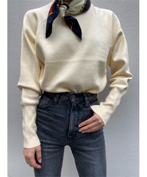 MOUSSY（マウジー）の「COMPACT RAGLAN KNIT トップス（ニット/セーター・レディース・イエロー/ブラック/アイボリー/ダークブラウン・FREE）」の8枚目の写真
