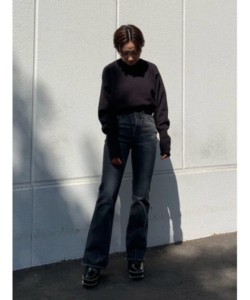 MOUSSY（マウジー）の「COMPACT RAGLAN KNIT トップス（ニット/セーター・レディース・イエロー/ブラック/アイボリー/ダークブラウン・FREE）」の14枚目の写真