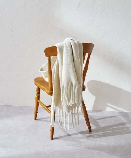 DouDou（ドゥドゥ）の「BIGフリンジストール（ストール/ショール・レディース・オレンジ/アイボリー/ダークグレー・FREE）」の7枚目の写真