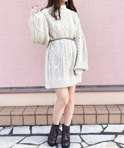 apres jour(アプレジュール)の「ケーブルニットワンピース【ZOZOTOWN限定アイテム】(ワンピース・レディース・アイボリー/ライトピンク/ラベンダー/ライトベージュ・X-LARGE/フリー)」の14枚目の写真