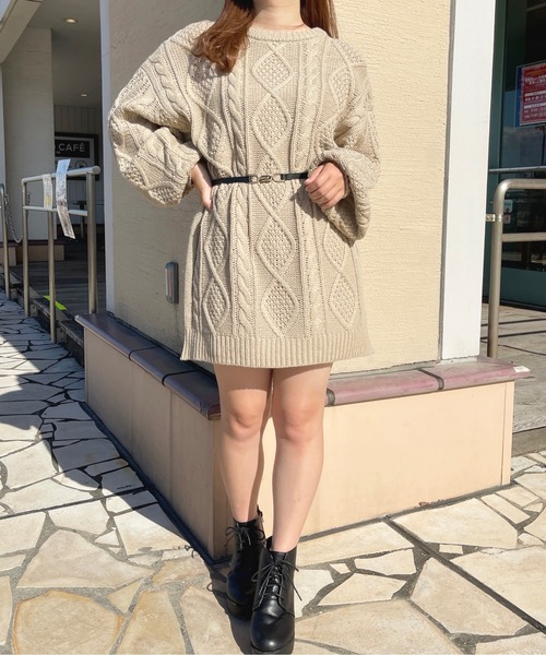 apres jour(アプレジュール)の「ケーブルニットワンピース【ZOZOTOWN限定アイテム】(ワンピース・レディース・アイボリー/ライトピンク/ラベンダー/ライトベージュ・X-LARGE/フリー)」の22枚目の写真