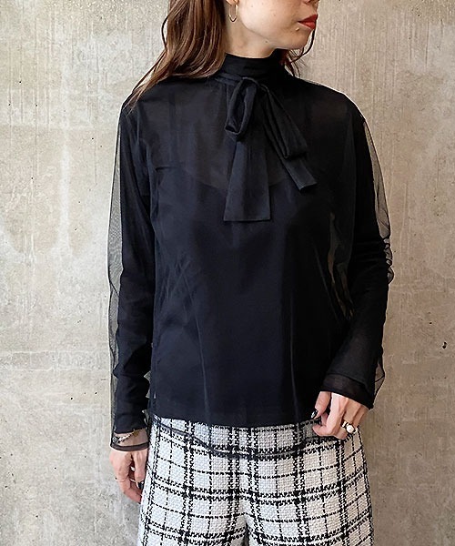 Dignite collier（ディニテコリエ）の「【Dignite collier/ディニテコリエ】シアーリボンタイプルオーバーカットソー（Tシャツ/カットソー・レディース・ブラック・FREE）」の5枚目の写真