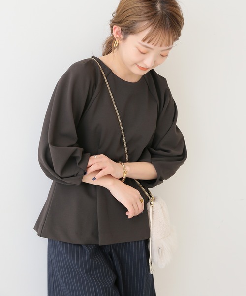 SLOBE IENA(スローブイエナ)の「ニットジョーゼットプルオーバー【手洗い可能】◆(Tシャツ/カットソー・レディース・ブラック/アイボリー/ブラウン・FREE)」の3枚目の写真