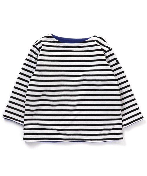 F.O.U（エフオーユー）の「防寒リバーシブルボーダープルオーバー（Tシャツ/カットソー・キッズ・キナリ/ブラック/ネイビー・110/120/160/140/100/150/130）」の2枚目の写真