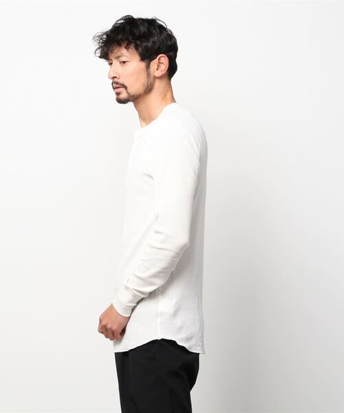 HANES（ヘインズ）の「【Hanes/ヘインズ】メンズ サーマル ヘンリーネックロングスリーブTシャツ（Tシャツ/カットソー・メンズ・ブラック/オフホワイト/ヘザーグレー・MEDIUM/LARGE/X-LARGE）」の5枚目の写真