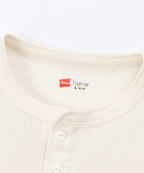 HANES（ヘインズ）の「【Hanes/ヘインズ】メンズ サーマル ヘンリーネックロングスリーブTシャツ（Tシャツ/カットソー・メンズ・ブラック/オフホワイト/ヘザーグレー・MEDIUM/LARGE/X-LARGE）」の9枚目の写真