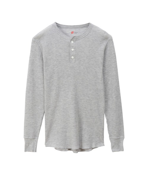 HANES（ヘインズ）の「【Hanes/ヘインズ】メンズ サーマル ヘンリーネックロングスリーブTシャツ（Tシャツ/カットソー・メンズ・ブラック/オフホワイト/ヘザーグレー・MEDIUM/LARGE/X-LARGE）」の10枚目の写真