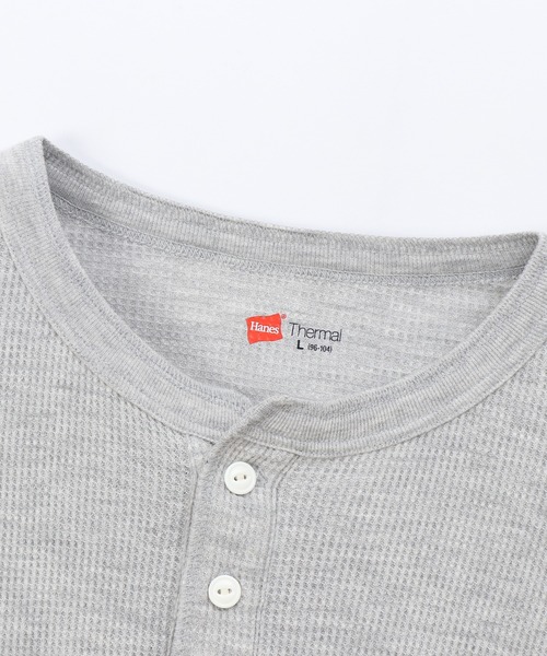 HANES（ヘインズ）の「【Hanes/ヘインズ】メンズ サーマル ヘンリーネックロングスリーブTシャツ（Tシャツ/カットソー・メンズ・ブラック/オフホワイト/ヘザーグレー・MEDIUM/LARGE/X-LARGE）」の13枚目の写真