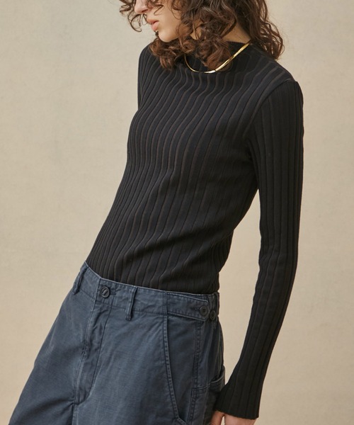 PUBLIC TOKYO(パブリックトウキョウ)の「【新潟県産】【リバーシブル】配色2WAYコンパクトリブニット/ウォッシャブル(ニット/セーター・レディース・ライトグレー/ベージュ/ブラウン/ピンク/ライム/その他2・FREE)」の3枚目の写真