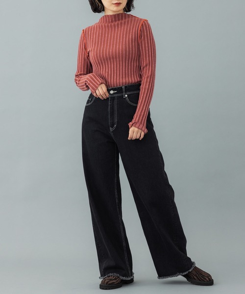 PUBLIC TOKYO(パブリックトウキョウ)の「【新潟県産】【リバーシブル】配色2WAYコンパクトリブニット/ウォッシャブル(ニット/セーター・レディース・ライトグレー/ベージュ/ブラウン/ピンク/ライム/その他2・FREE)」の9枚目の写真