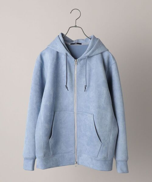 SHIPS（シップス）の「【WEB限定】SHIPS: ワンポイント ロゴ ワッペン フェイクスエード ジップ パーカー（パーカー・メンズ・ライトブルー/ベージュ/グレー・SMALL/MEDIUM/LARGE/X-LARGE）」の3枚目の写真