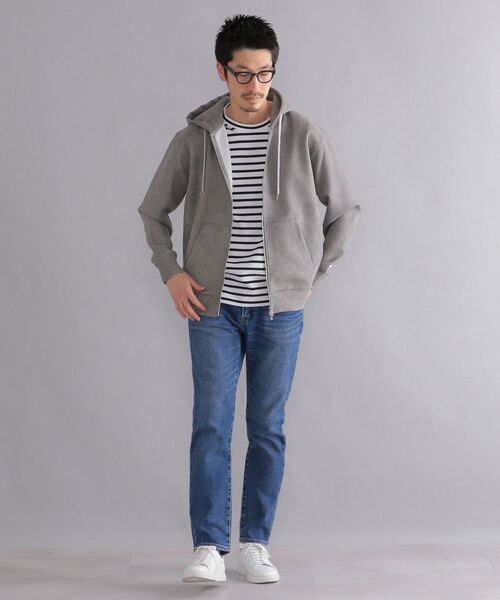 SHIPS（シップス）の「【WEB限定】SHIPS: ワンポイント ロゴ ワッペン フェイクスエード ジップ パーカー（パーカー・メンズ・ライトブルー/ベージュ/グレー・SMALL/MEDIUM/LARGE/X-LARGE）」の5枚目の写真