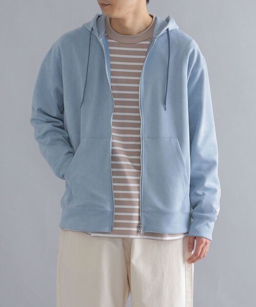 SHIPS（シップス）の「【WEB限定】SHIPS: ワンポイント ロゴ ワッペン フェイクスエード ジップ パーカー（パーカー・メンズ・ライトブルー/ベージュ/グレー・SMALL/MEDIUM/LARGE/X-LARGE）」の16枚目の写真