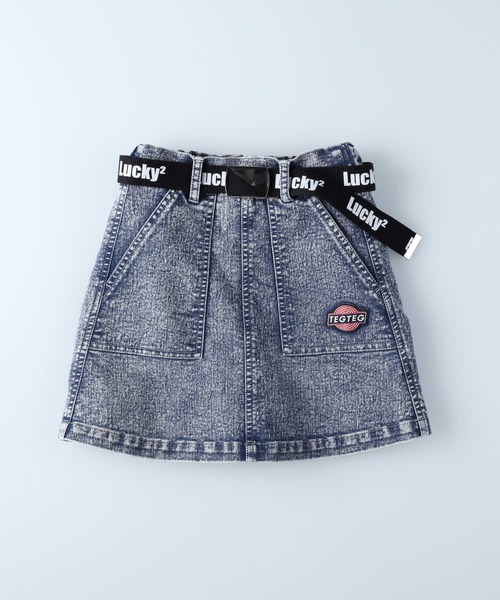 Right-on（ライトオン）の「【TEGTEG LUCKY2】ベルト付きスカート（デニムスカート・キッズ・ネイビー/ブルー・120/130/140）」の2枚目の写真