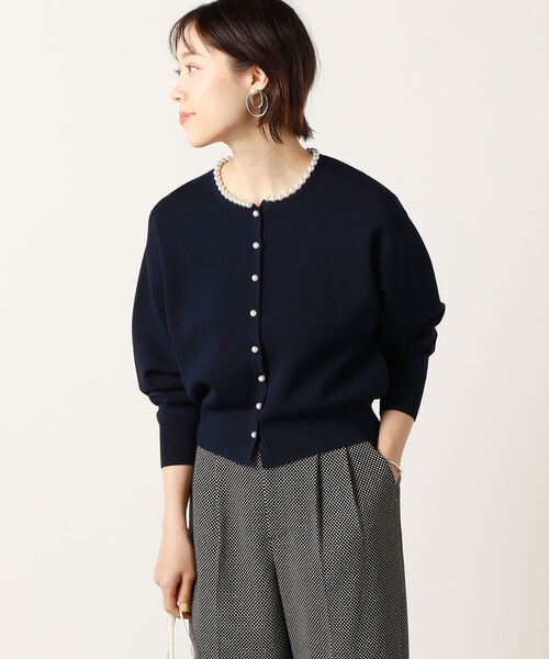NOLLEY’S（ノーリーズ）の「パール付ミラノリブカーディガン（カーディガン/ボレロ・レディース・ネイビー/オフホワイト・38）」の11枚目の写真