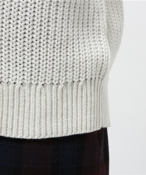 mystic（ミスティック）の「切替フリルニットプルオーバー（ニット/セーター・レディース・グレー/オフホワイト/ブラック/キャメル・ﾌﾘ-）」の7枚目の写真