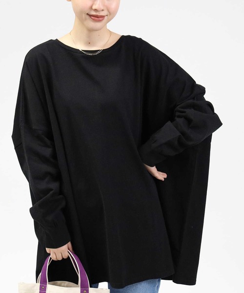 HONEYSUCKLE ROSE（ハニーサックルローズ）の「【HONEYSUCKLE ROSE】バックスリットビッグロンＴ（Tシャツ/カットソー・レディース・ブラック/オフホワイト/ベージュ・L）」の2枚目の写真