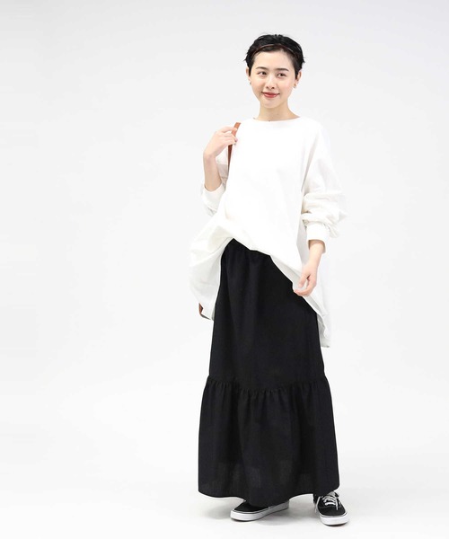 HONEYSUCKLE ROSE（ハニーサックルローズ）の「【HONEYSUCKLE ROSE】バックスリットビッグロンＴ（Tシャツ/カットソー・レディース・ブラック/オフホワイト/ベージュ・L）」の6枚目の写真