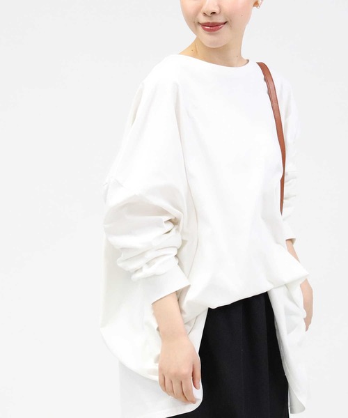 HONEYSUCKLE ROSE（ハニーサックルローズ）の「【HONEYSUCKLE ROSE】バックスリットビッグロンＴ（Tシャツ/カットソー・レディース・ブラック/オフホワイト/ベージュ・L）」の7枚目の写真