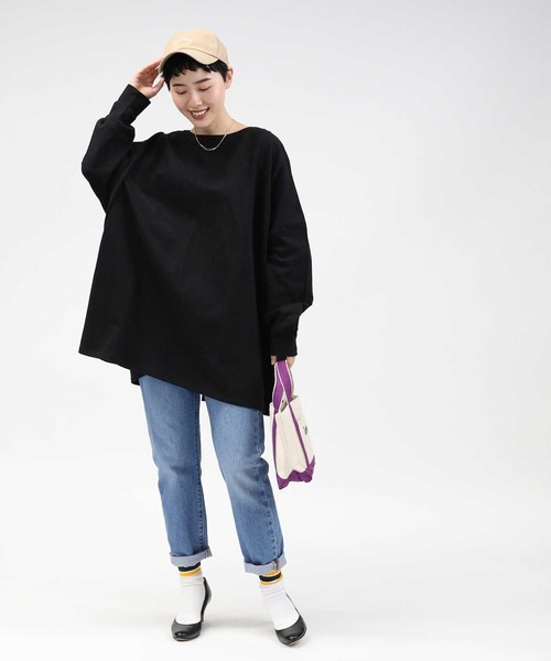 HONEYSUCKLE ROSE（ハニーサックルローズ）の「【HONEYSUCKLE ROSE】バックスリットビッグロンＴ（Tシャツ/カットソー・レディース・ブラック/オフホワイト/ベージュ・L）」の10枚目の写真