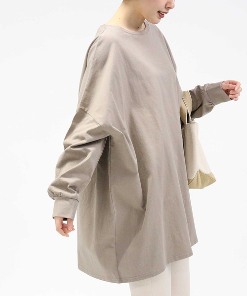 HONEYSUCKLE ROSE（ハニーサックルローズ）の「【HONEYSUCKLE ROSE】バックスリットビッグロンＴ（Tシャツ/カットソー・レディース・ブラック/オフホワイト/ベージュ・L）」の14枚目の写真