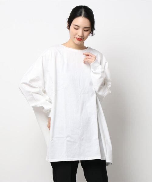 HONEYSUCKLE ROSE（ハニーサックルローズ）の「【HONEYSUCKLE ROSE】バックスリットビッグロンＴ（Tシャツ/カットソー・レディース・ブラック/オフホワイト/ベージュ・L）」の9枚目の写真