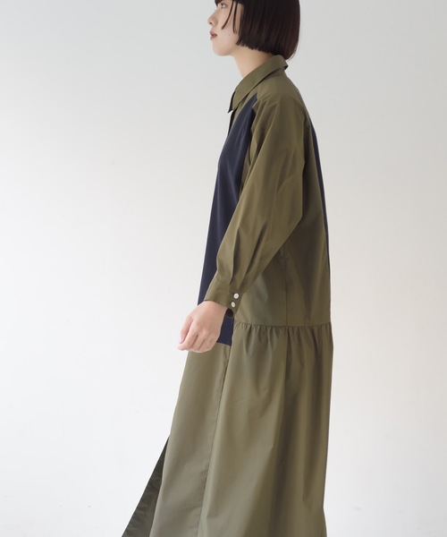 La SRIC(ラスリック)の「La SRIC / ブロッキングシャツOP(シャツワンピース・レディース・ベージュ/カーキ・38)」の9枚目の写真