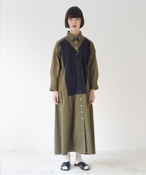 La SRIC(ラスリック)の「La SRIC / ブロッキングシャツOP(シャツワンピース・レディース・ベージュ/カーキ・38)」の10枚目の写真