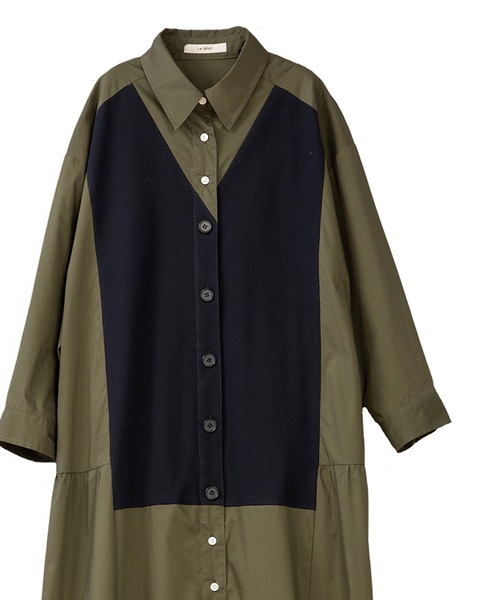 La SRIC(ラスリック)の「La SRIC / ブロッキングシャツOP(シャツワンピース・レディース・ベージュ/カーキ・38)」の13枚目の写真