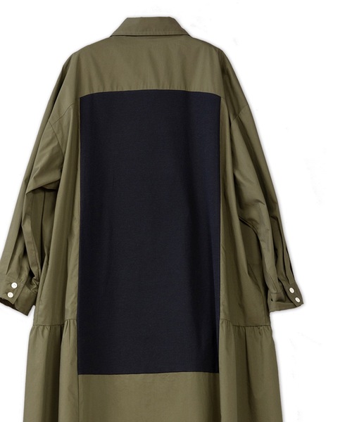 La SRIC(ラスリック)の「La SRIC / ブロッキングシャツOP(シャツワンピース・レディース・ベージュ/カーキ・38)」の14枚目の写真