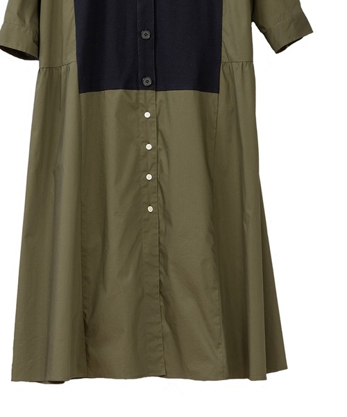 La SRIC(ラスリック)の「La SRIC / ブロッキングシャツOP(シャツワンピース・レディース・ベージュ/カーキ・38)」の15枚目の写真