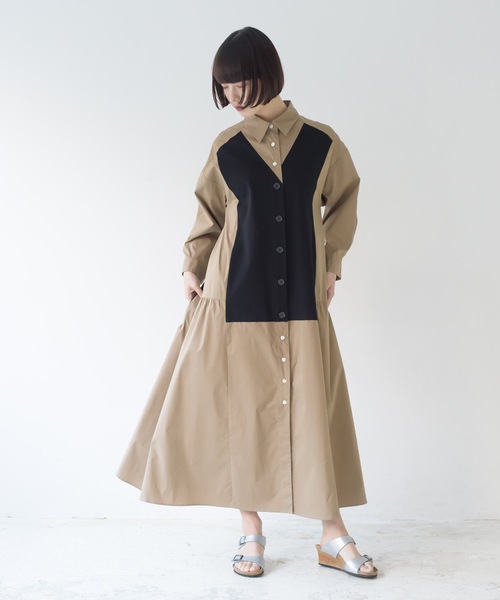 La SRIC(ラスリック)の「La SRIC / ブロッキングシャツOP(シャツワンピース・レディース・ベージュ/カーキ・38)」の17枚目の写真