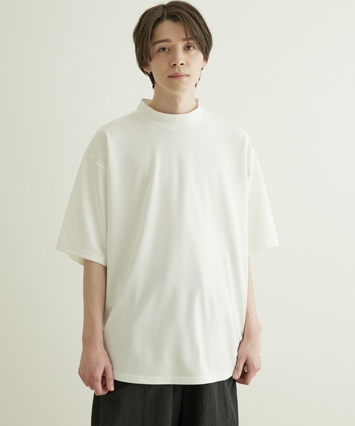 JUNRED（ジュンレッド）の「ラウンドモックネックBIGTシャツ（Tシャツ/カットソー・メンズ・ホワイト/チャコールグレー/ライトグレー・S/M/L）」の2枚目の写真