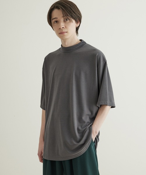 JUNRED（ジュンレッド）の「ラウンドモックネックBIGTシャツ（Tシャツ/カットソー・メンズ・ホワイト/チャコールグレー/ライトグレー・S/M/L）」の12枚目の写真