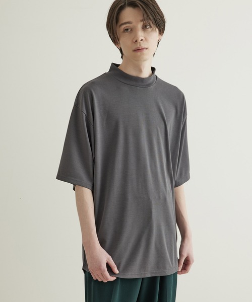 JUNRED（ジュンレッド）の「ラウンドモックネックBIGTシャツ（Tシャツ/カットソー・メンズ・ホワイト/チャコールグレー/ライトグレー・S/M/L）」の6枚目の写真