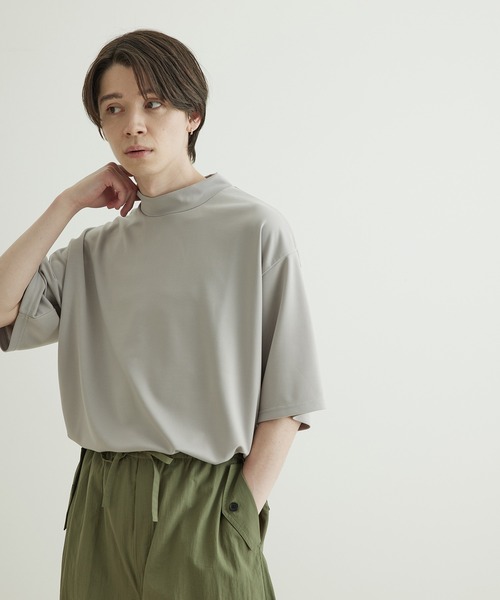 JUNRED（ジュンレッド）の「ラウンドモックネックBIGTシャツ（Tシャツ/カットソー・メンズ・ホワイト/チャコールグレー/ライトグレー・S/M/L）」の4枚目の写真