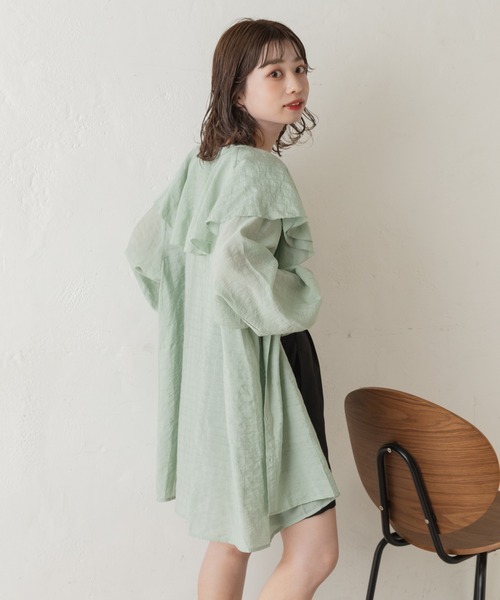 Kastane（カスタネ）の「フリル衿ブラウス（シャツ/ブラウス・レディース・ミント/オフホワイト・FREE）」の7枚目の写真