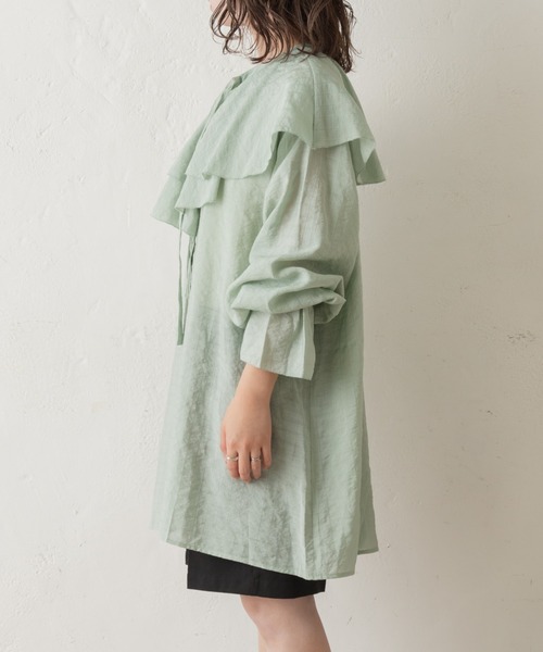 Kastane（カスタネ）の「フリル衿ブラウス（シャツ/ブラウス・レディース・ミント/オフホワイト・FREE）」の16枚目の写真