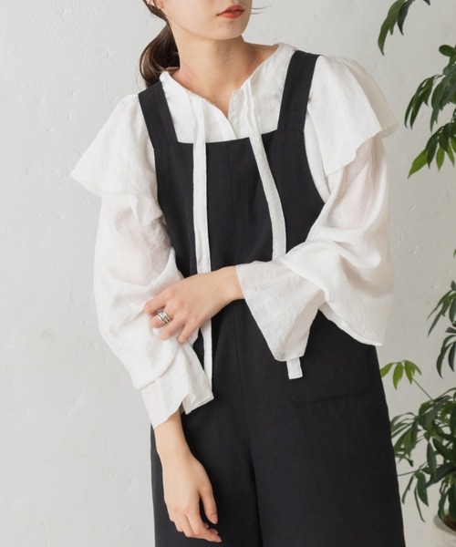 Kastane（カスタネ）の「フリル衿ブラウス（シャツ/ブラウス・レディース・ミント/オフホワイト・FREE）」の11枚目の写真