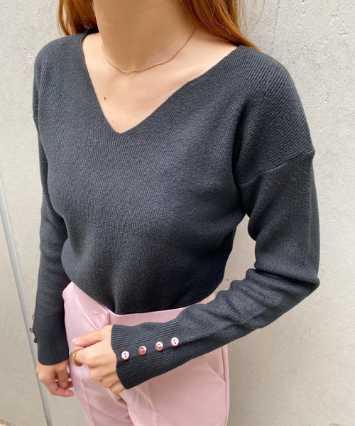 ボタンリブニット 4color)スリムリブボタンニット | ファッション通販サイト NUGU