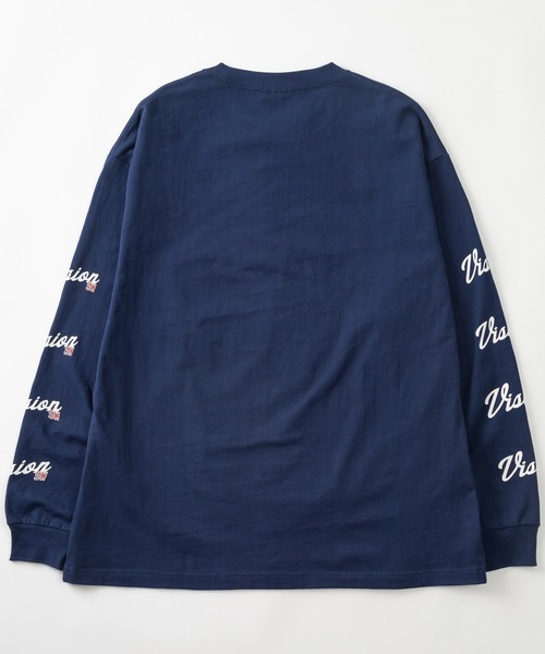 VISION STREET WEAR(ヴィジョンストリートウェア)の「【VISION STREET WEAR/ヴィジョンストリートウェア】アームプリントカレッジロゴ刺繍ロンT/ビッグシルエット(Tシャツ/カットソー・メンズ・ホワイト/アッシュグレー/ネイビー/グリーン・M/L/XL)」の18枚目の写真