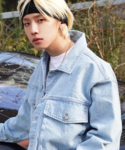 G.O.C（ジーオーシー）の「カットオフ ルーズ デニムジャケット（デニムジャケット・メンズ・ブラック/ライトブルー/グレー・LARGE/MEDIUM）」の4枚目の写真