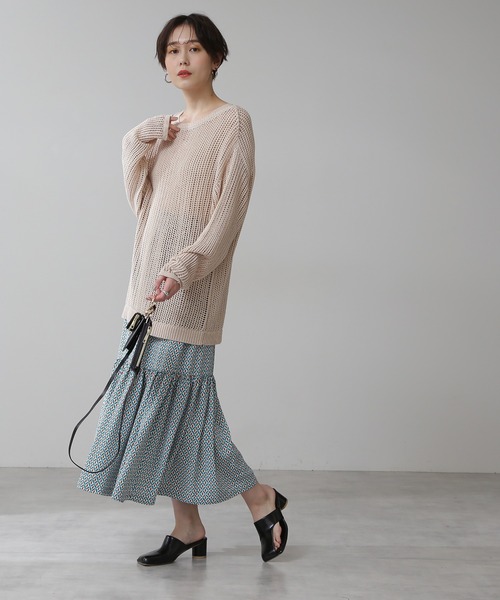 N.(N. Natural Beauty Basic)(エヌエヌナチュラルビューティーベーシック)の「◆メッシュニット(ニット/セーター・レディース・ブラック/オフホワイト/オレンジ・MEDIUM)」の5枚目の写真