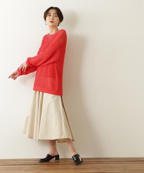 N.(N. Natural Beauty Basic)(エヌエヌナチュラルビューティーベーシック)の「◆メッシュニット(ニット/セーター・レディース・ブラック/オフホワイト/オレンジ・MEDIUM)」の9枚目の写真