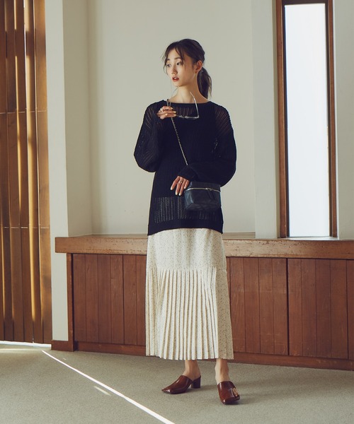 N.(N. Natural Beauty Basic)(エヌエヌナチュラルビューティーベーシック)の「◆メッシュニット(ニット/セーター・レディース・ブラック/オフホワイト/オレンジ・MEDIUM)」の12枚目の写真